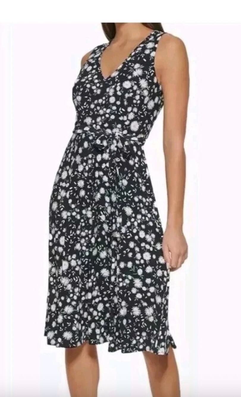 Tommy Hilfiger Windblown Sleeveless Daisy Dress Size 16 Belted Preppy Bloomcore